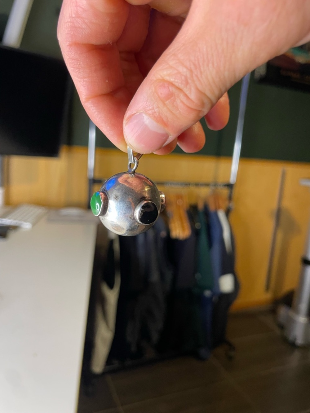 Silver Spherical Charm Pendant bell